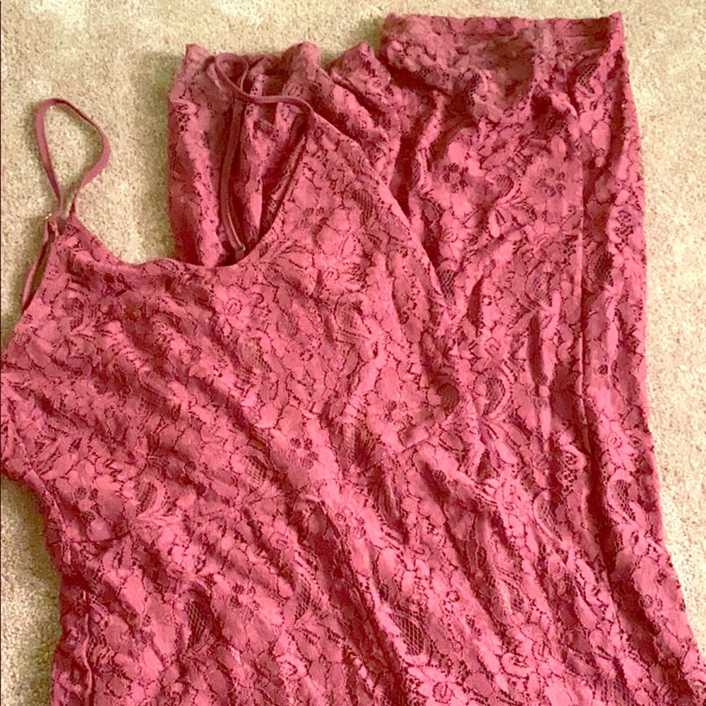 Burgundy Lace Jumpsuit